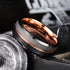 Men 8mm Tungsten Black Silver WRose Gold Grooved Line Comfort-Fit Wedding Band
